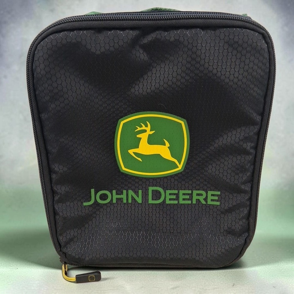 John Deere Insulated Lunch Bag Black Green Hexagon Pattern School Cooler Tote